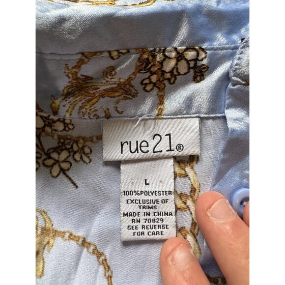 Rue 21 Women Size Large Long Sleeve Button Down Shirt Polyester Colorful Preppy - Picture 3 of 10